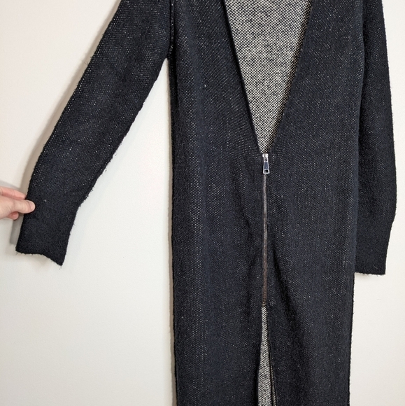Zara Knit Wool Blend Long Maxi Cardigan Twisted Visible Seam with Zipper Size S - Picture 15 of 16